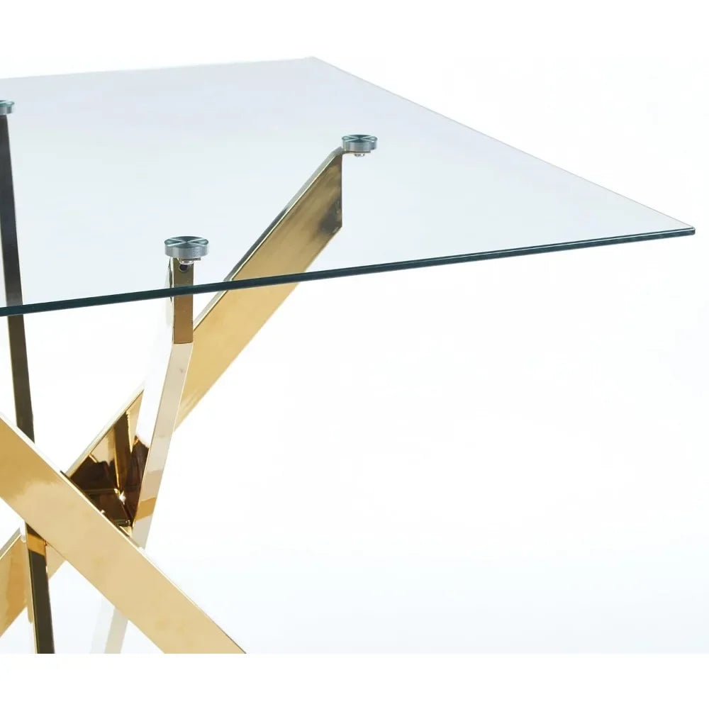 Modern Square Glass Dining Table for Kitchen & Dining Room