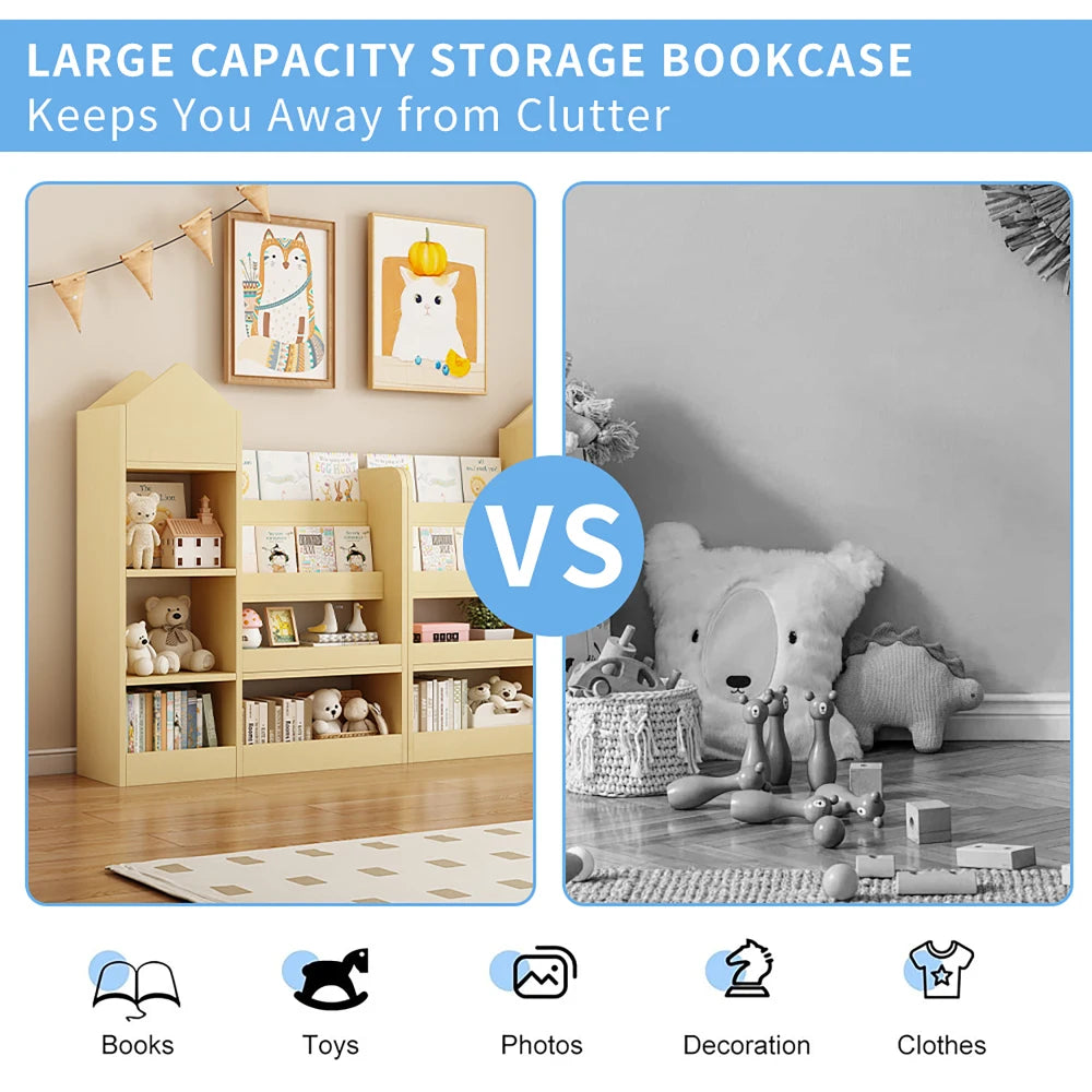 Kids Bookshelf Storage Organizer