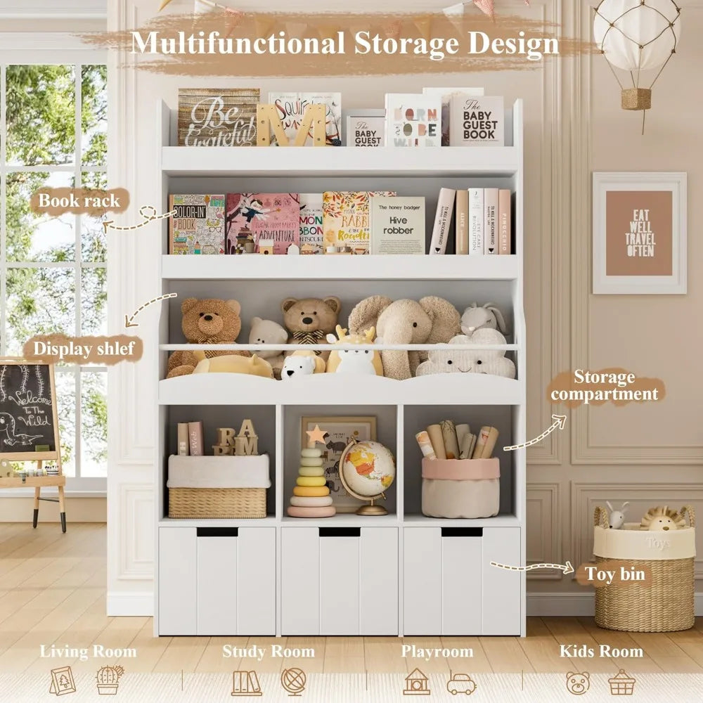 Kids Bookshelf Storage Organizer