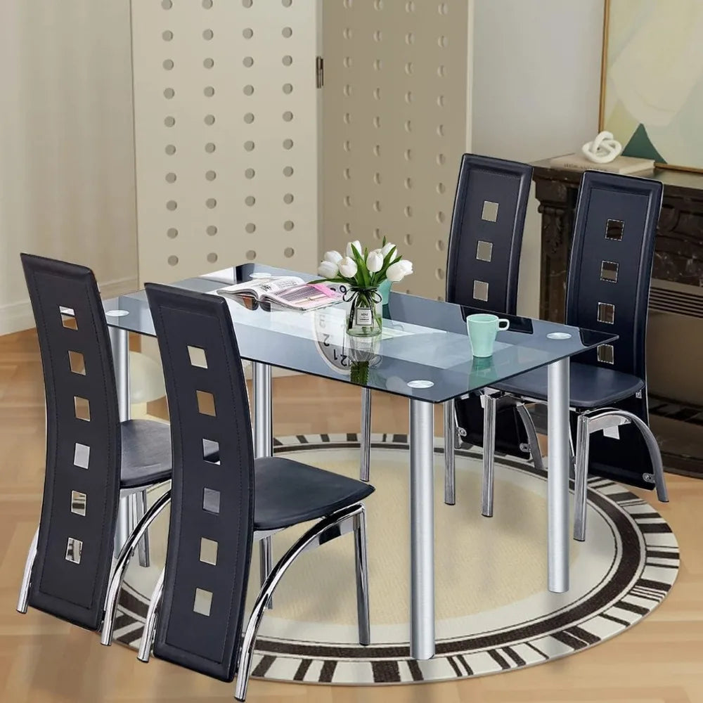 4-Seat Tempered Glass Dining Set