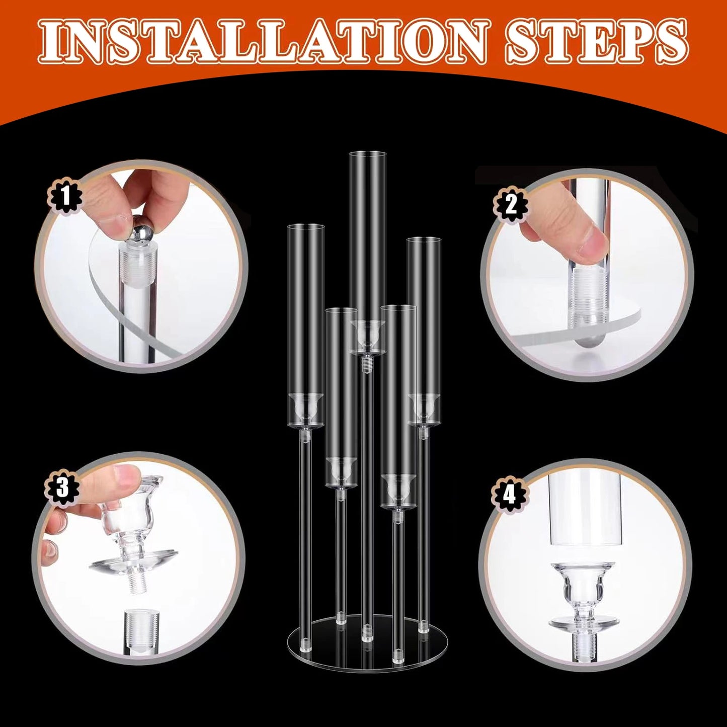 10 PCS Acrylic Candelabra Centerpieces