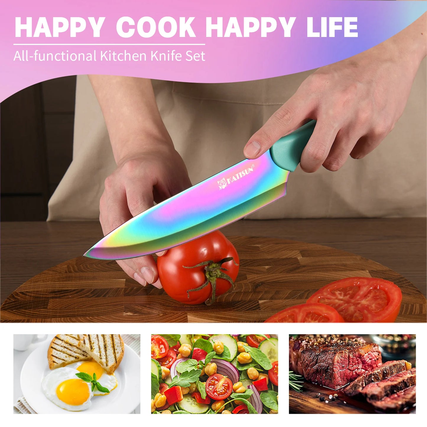 Rainbow Knife Block Set