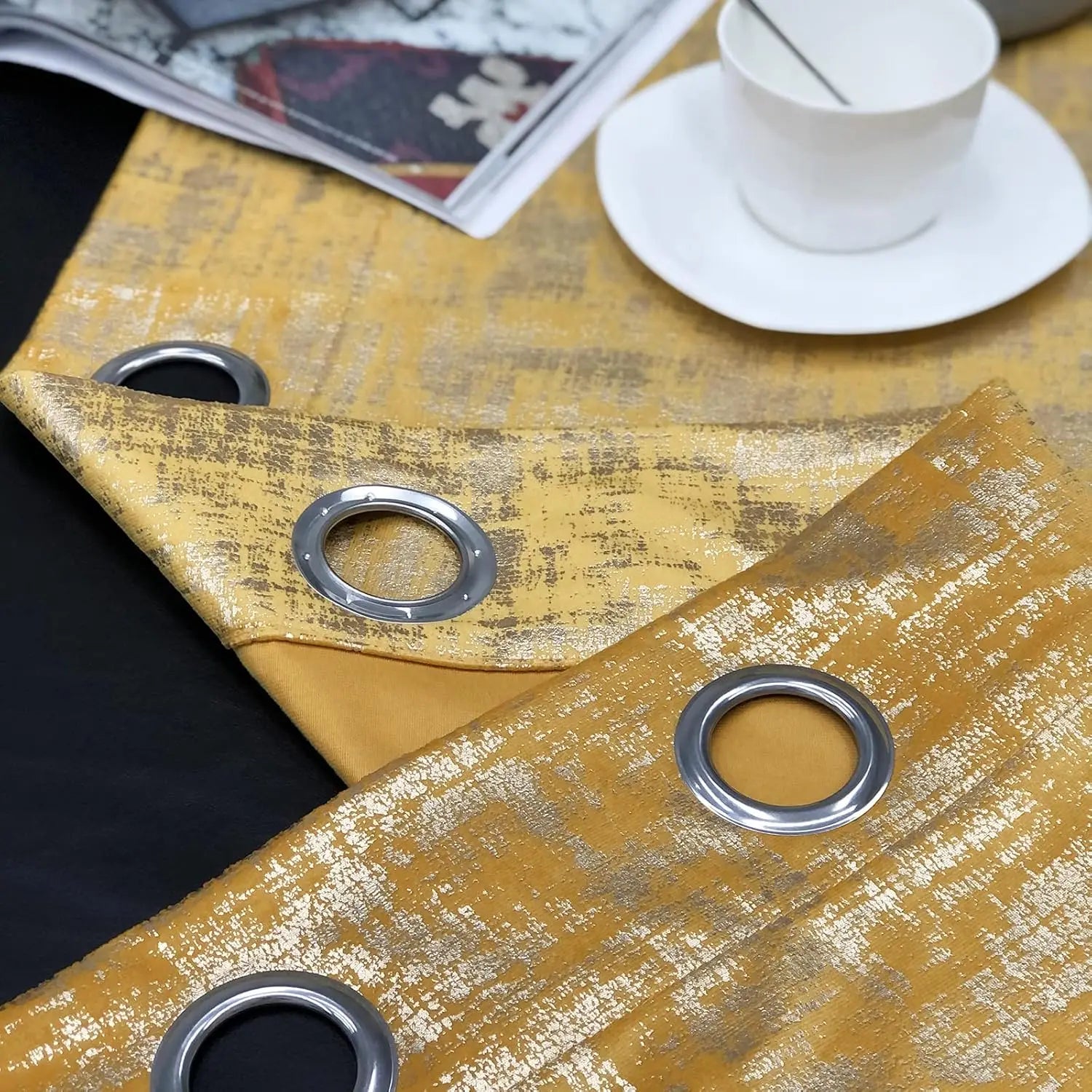 Gold Foil Velvet Curtains