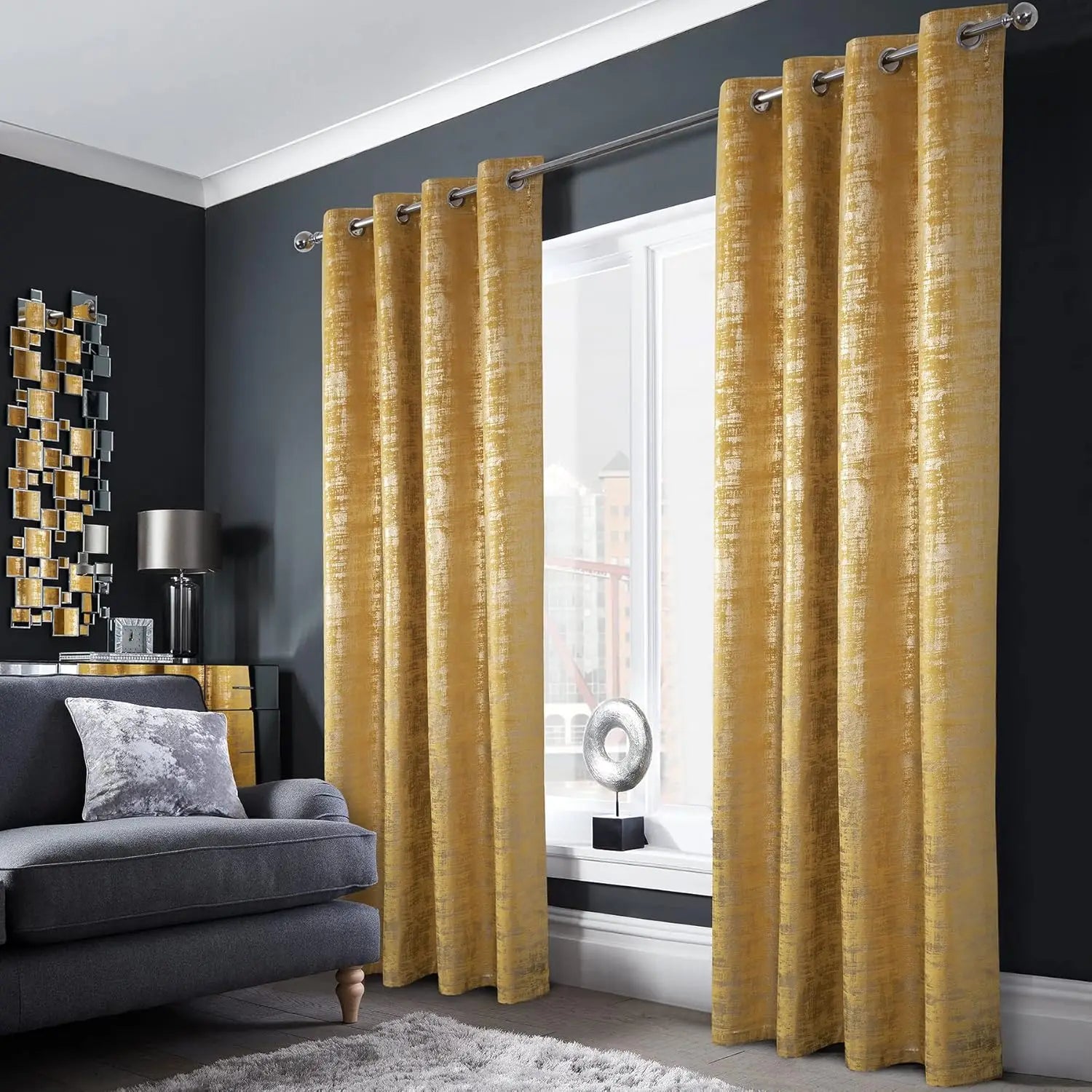 Gold Foil Velvet Curtains
