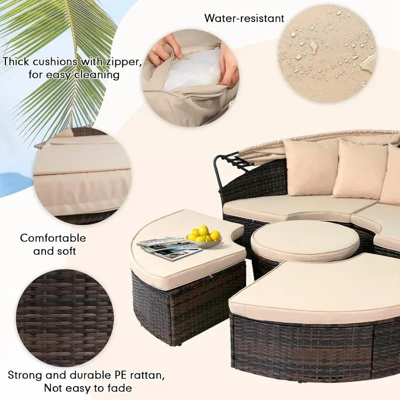 Patio Daybed with Retractable Canopy