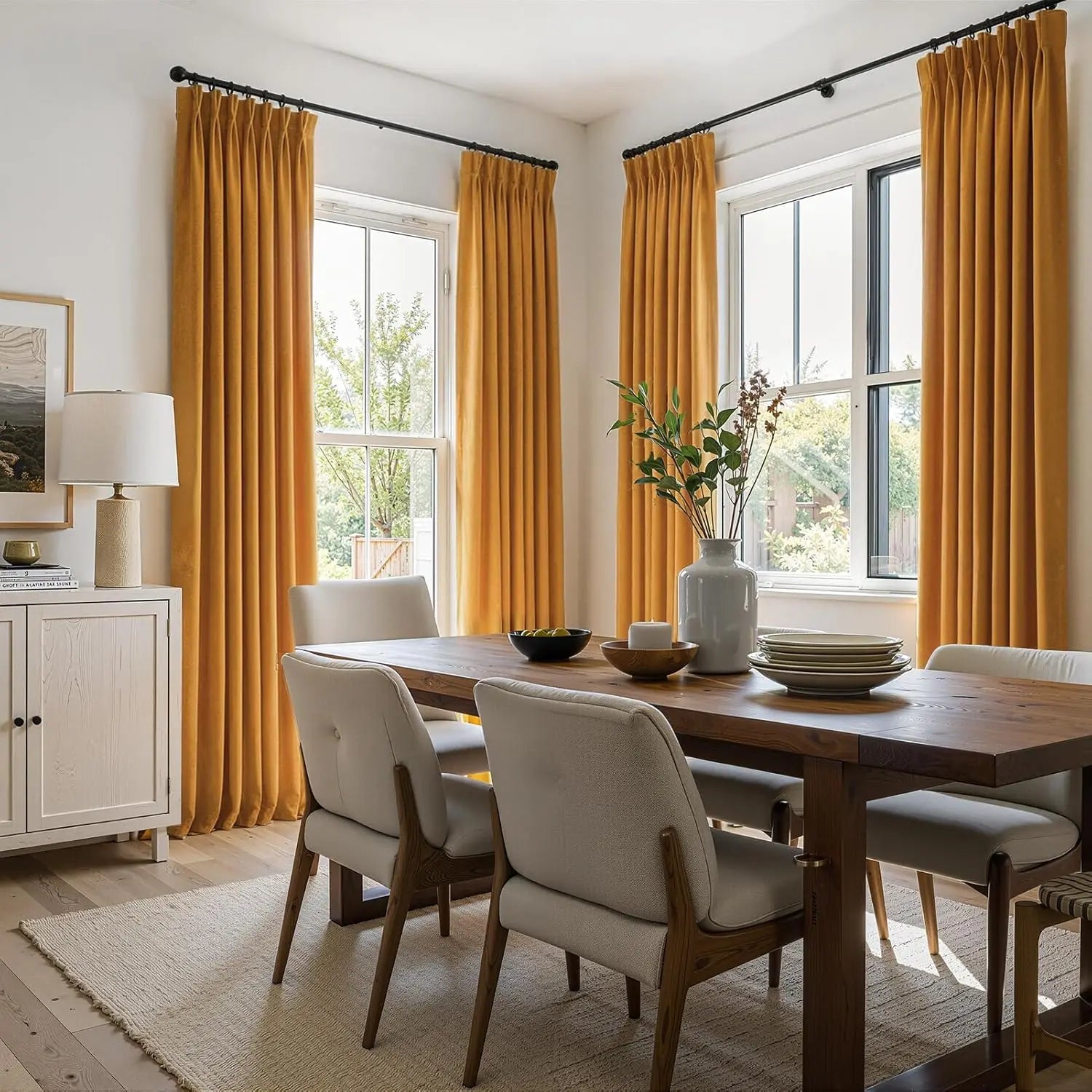 Long Yellow Velvet Curtains