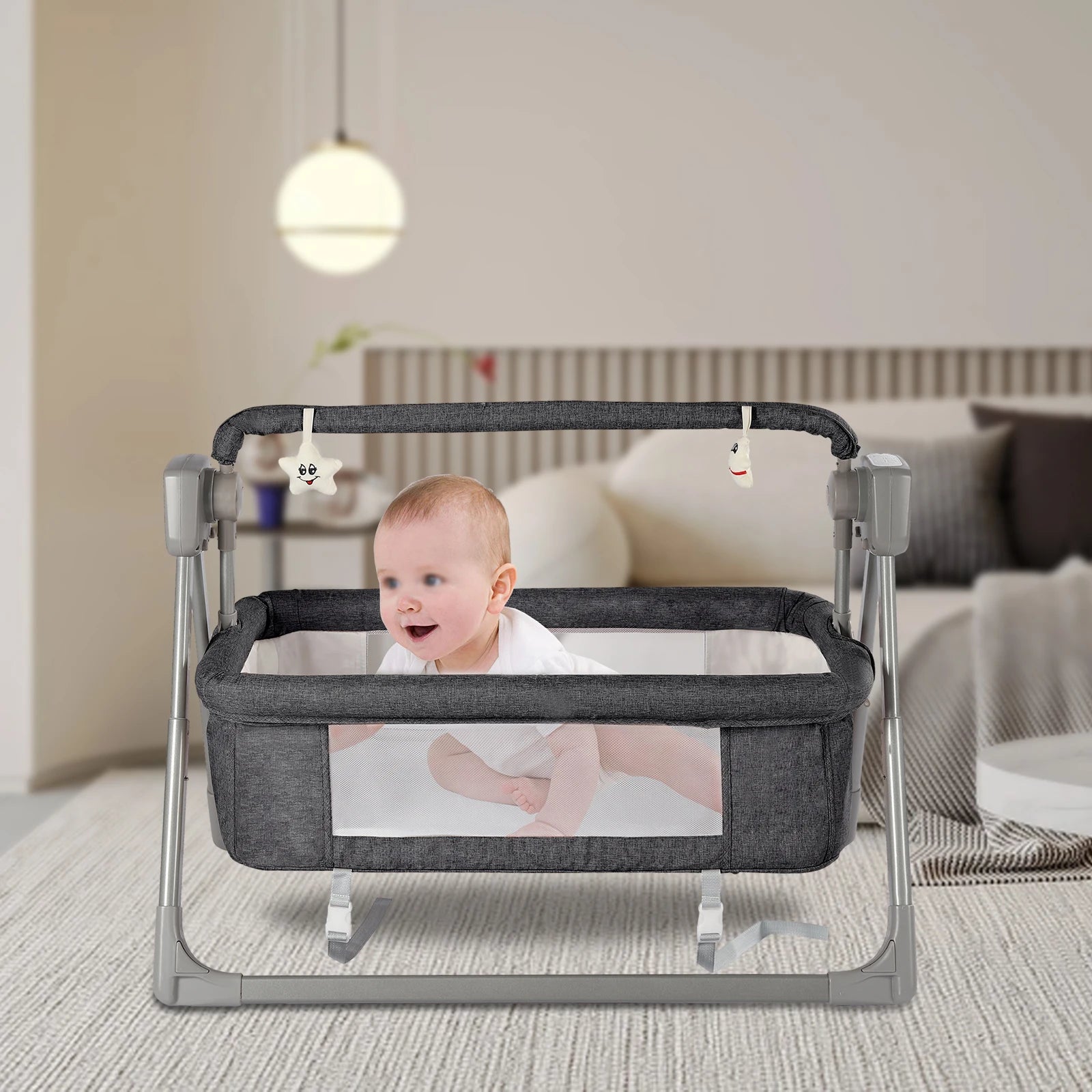 Gray Khaki Electric Baby Swing
