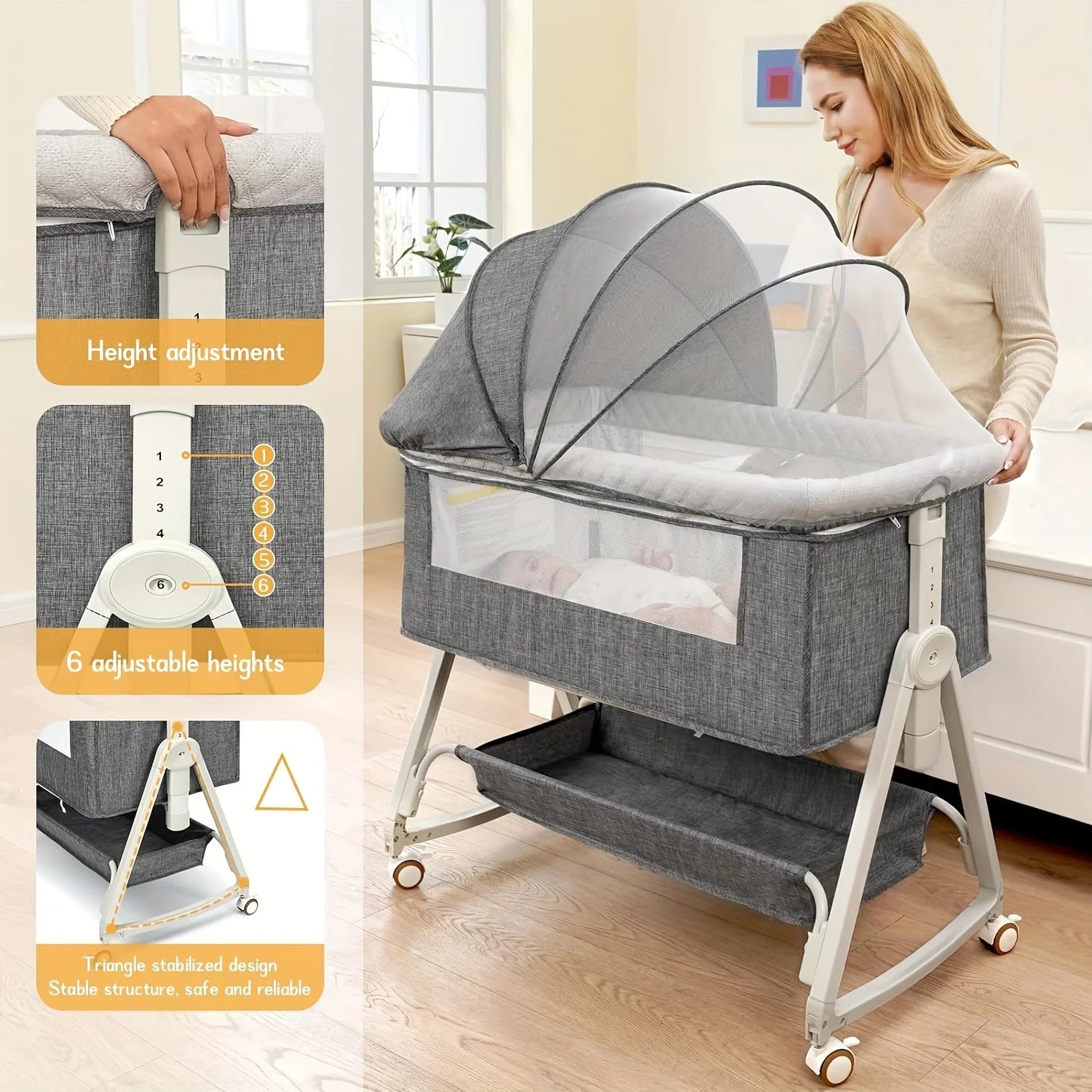 Bassinet Bedside Sleeper Wheels