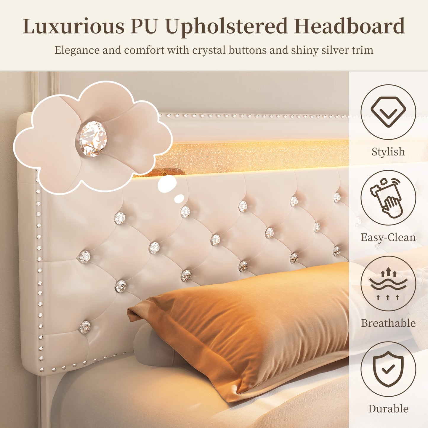 Queen Led Bed Frame with 2 Drawers