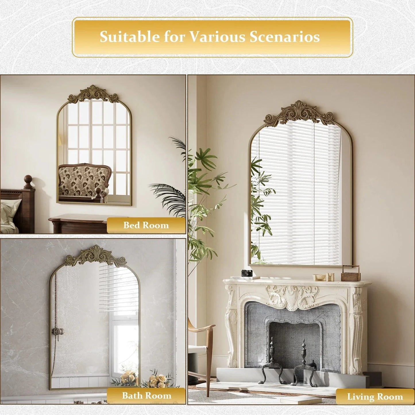26"x38" Arched Vanity Wall Mirror