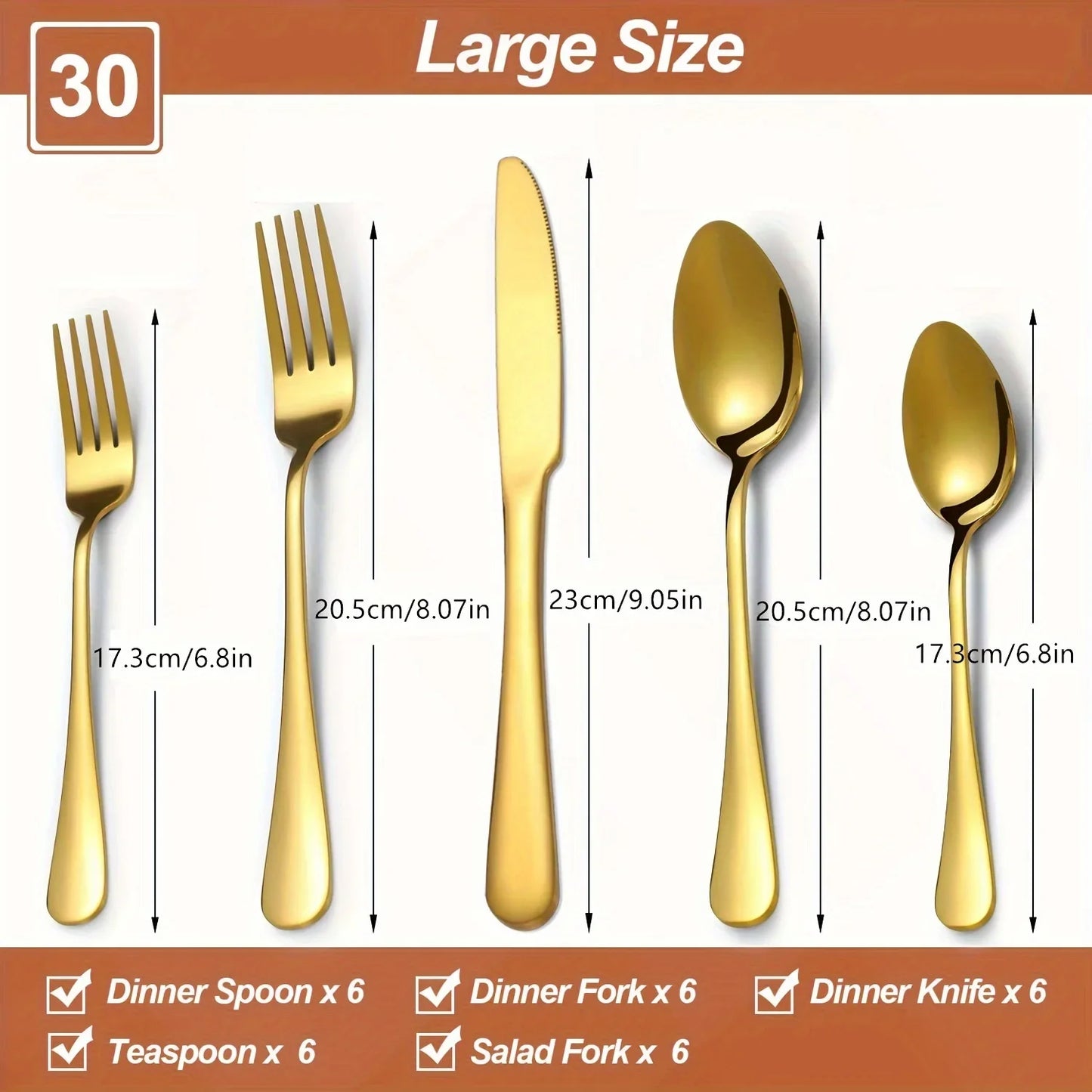 Luxury Golden Flatware - 30/60 Piece