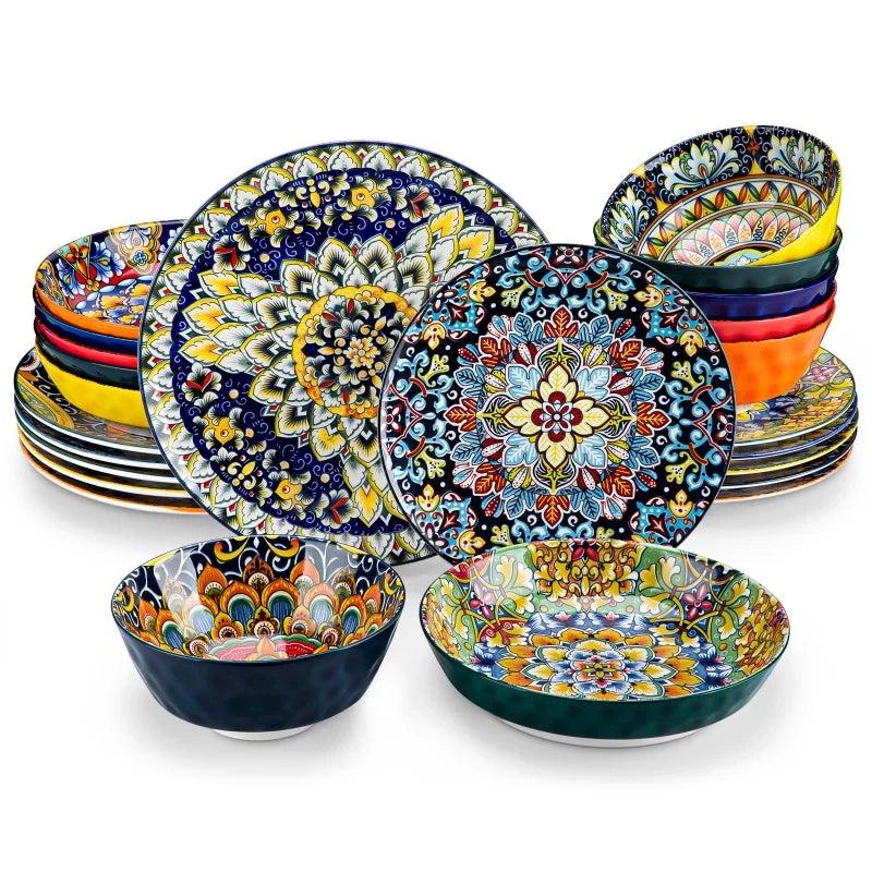 Malacasa Bohemia Dinnerware Vibrant Colors