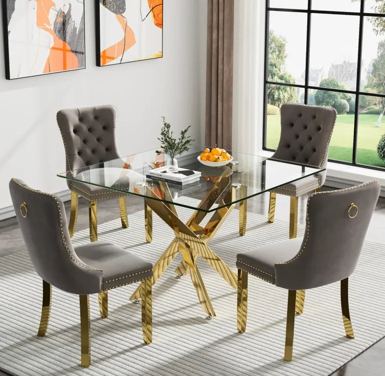Modern Square Glass Dining Table for Kitchen & Dining Room