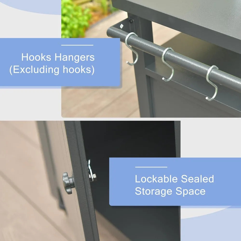 Metal Outdoor Grill Table with Shelves & Prep Space