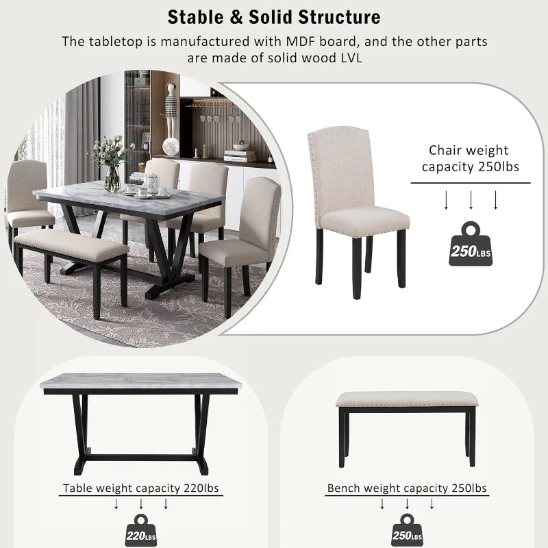6 Piece Dining Table Set