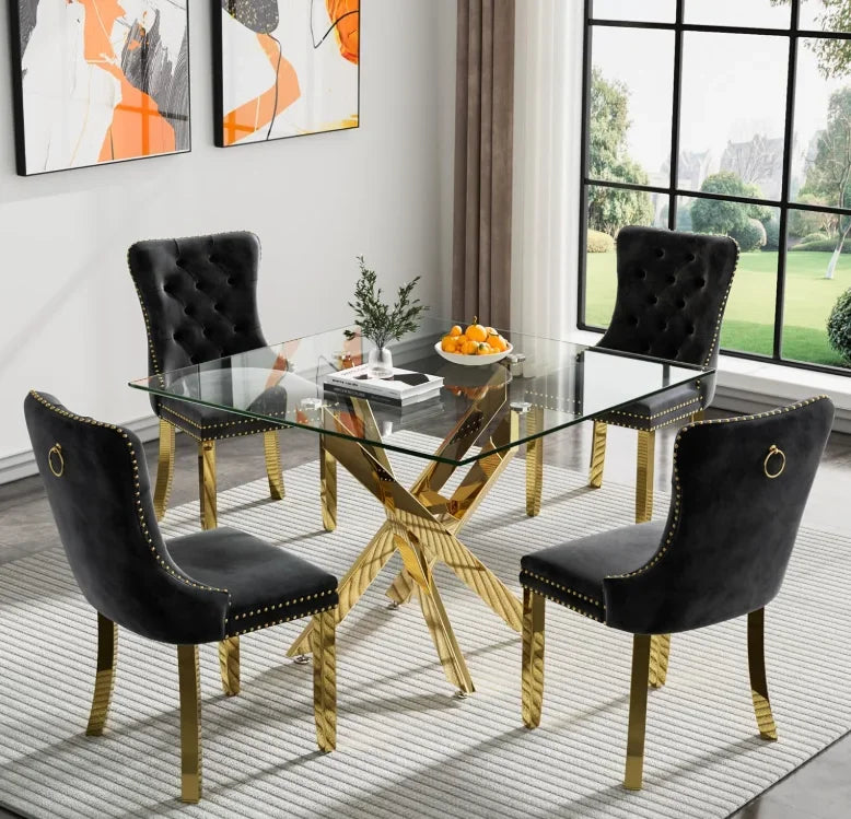 Modern Square Glass Dining Table for Kitchen & Dining Room