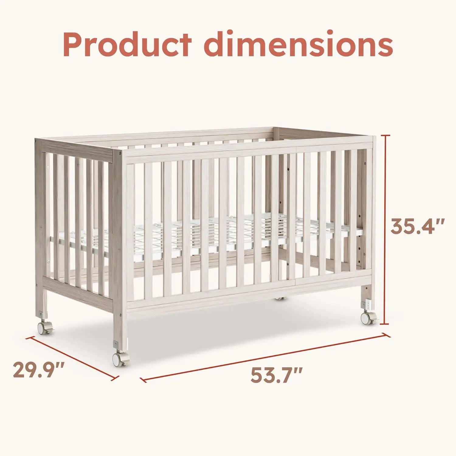 Convertible Baby Crib with Adjustable Mattress & Safety Rail