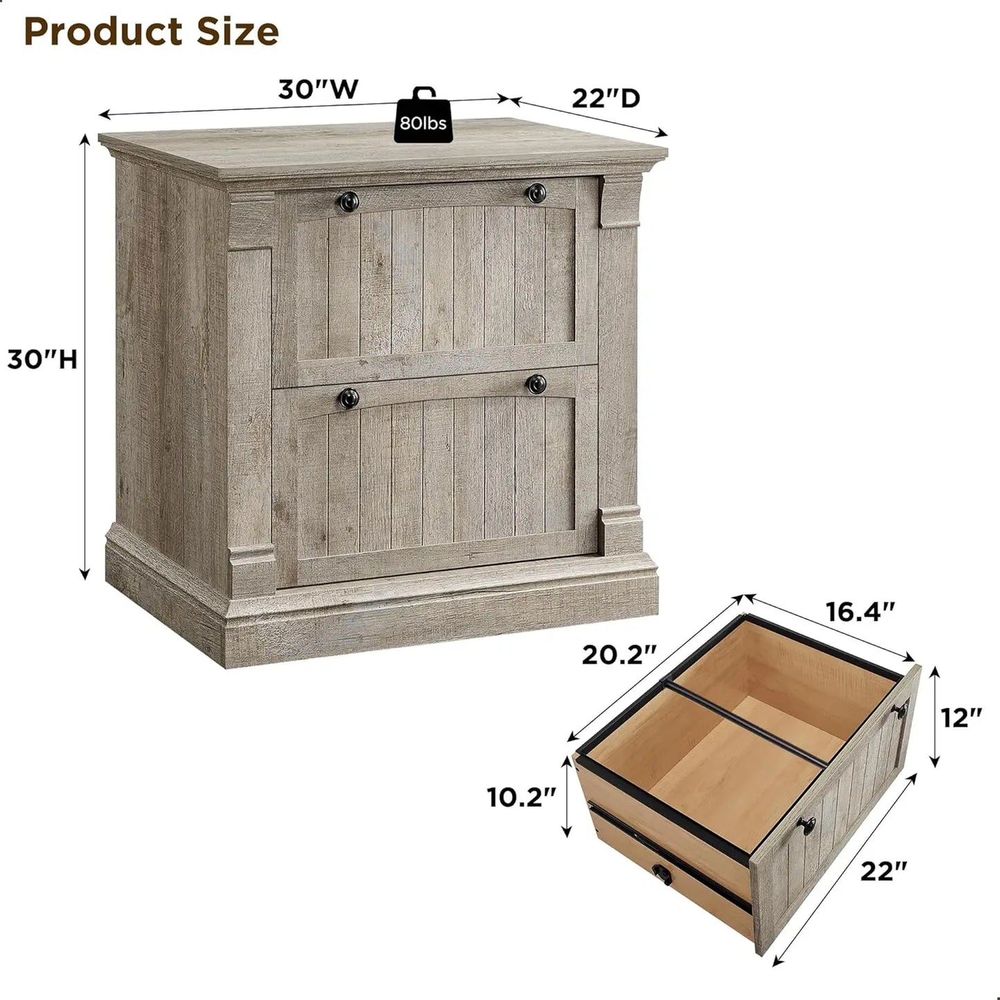 Farmhouse File Cabinet 2 Drawers