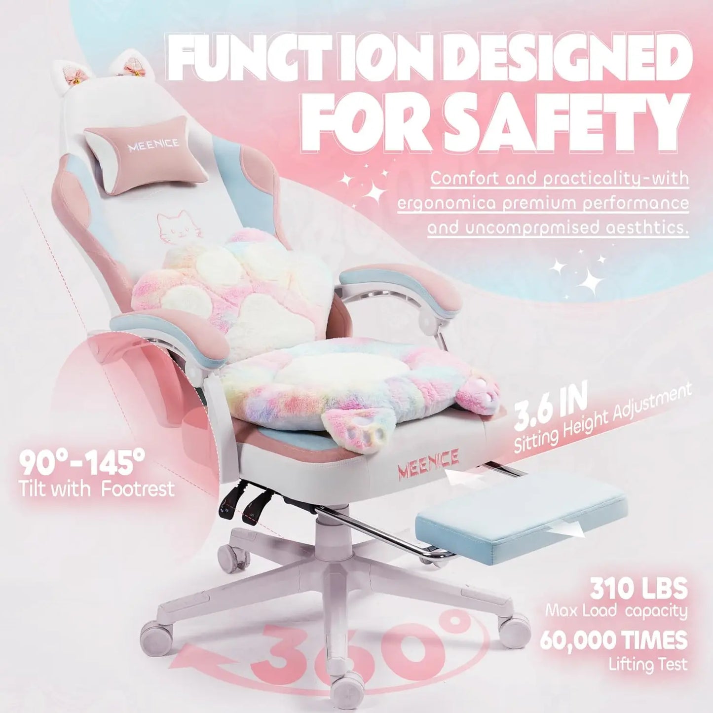 Gaming Chair with Cat Features