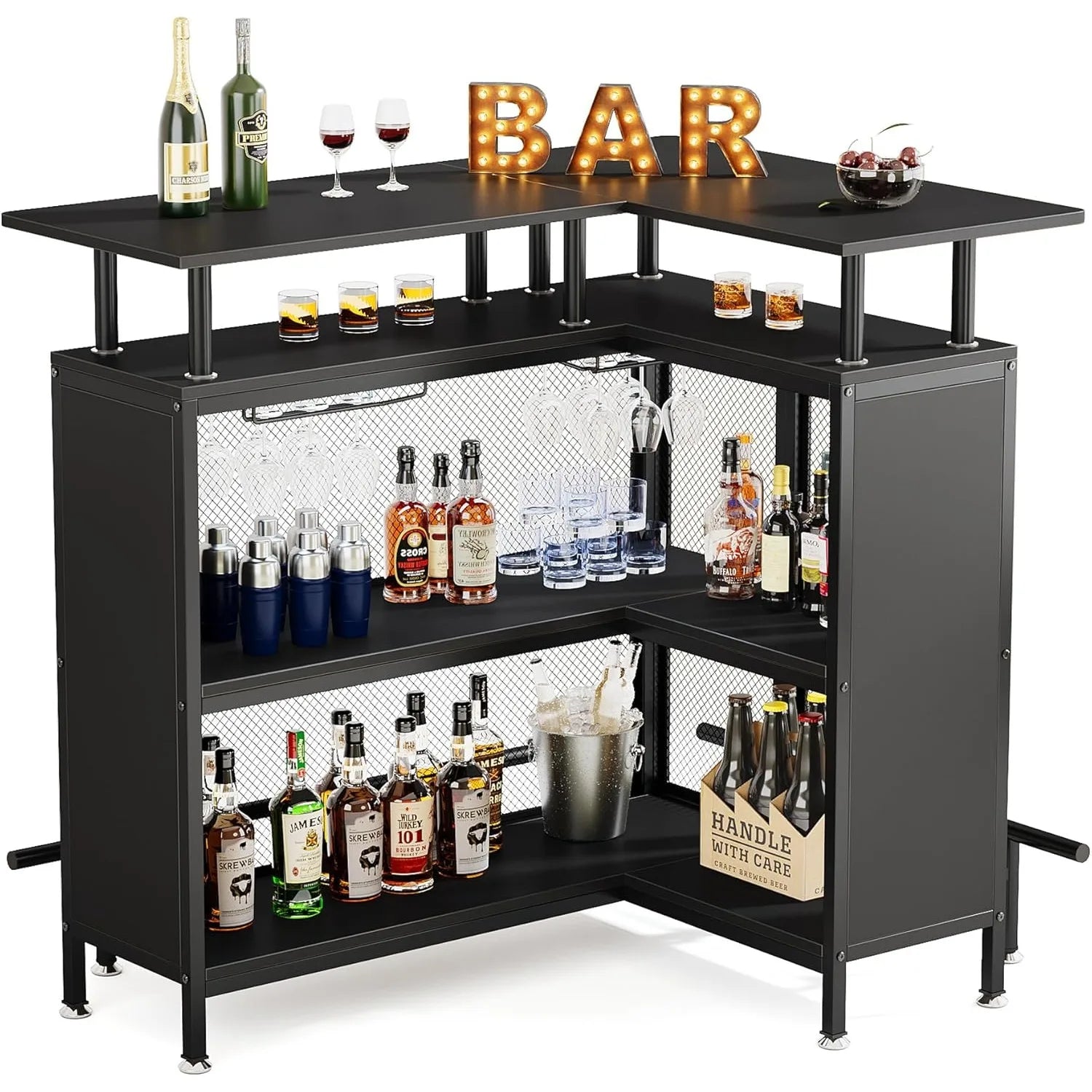 L-Shaped Bar Coffee Cabinet