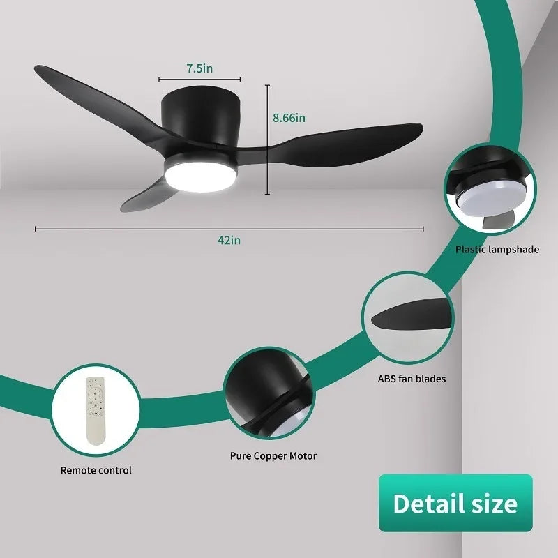 42 Inch Smart, Embedded Ceiling Fan