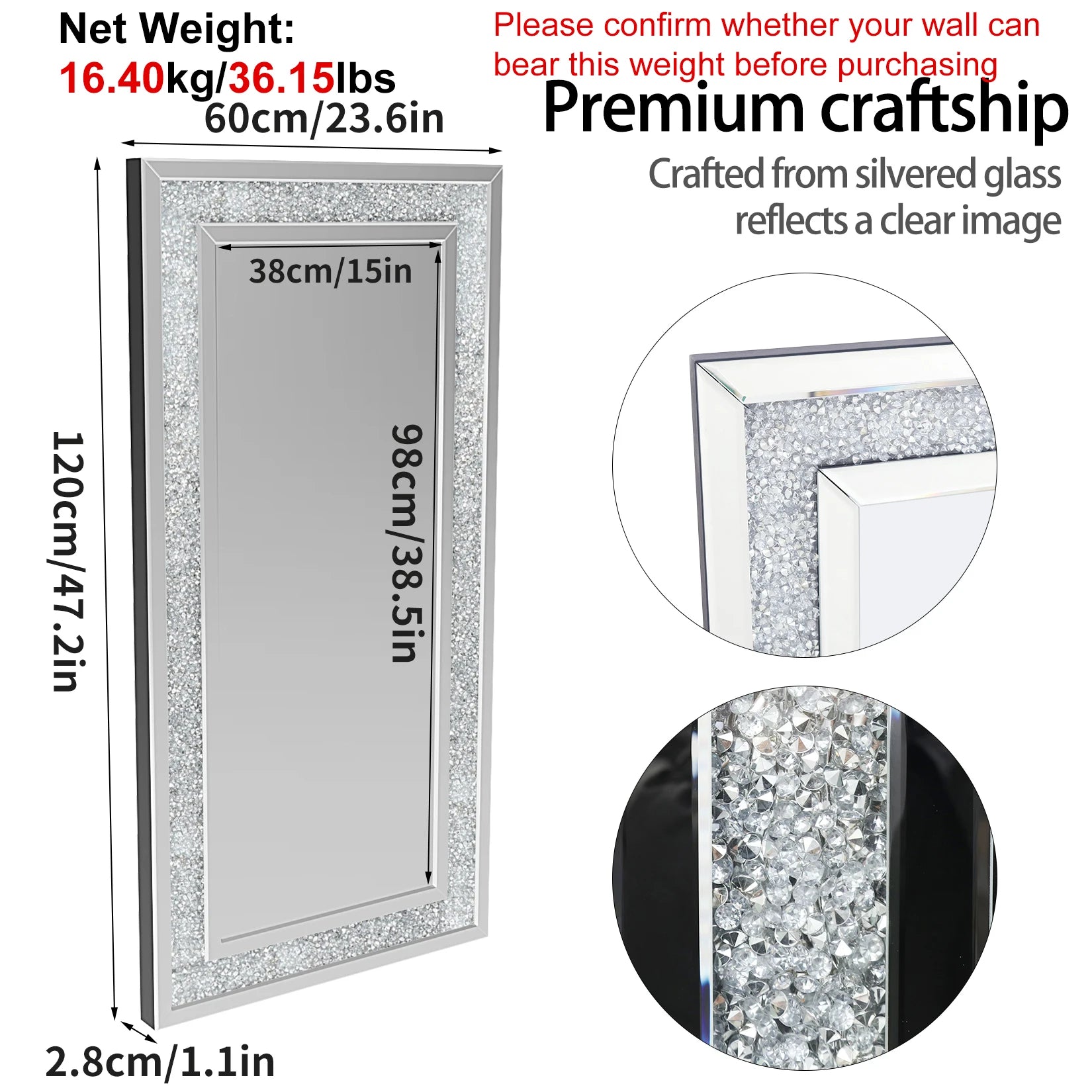 Rectangular Diamond Wall Mirror