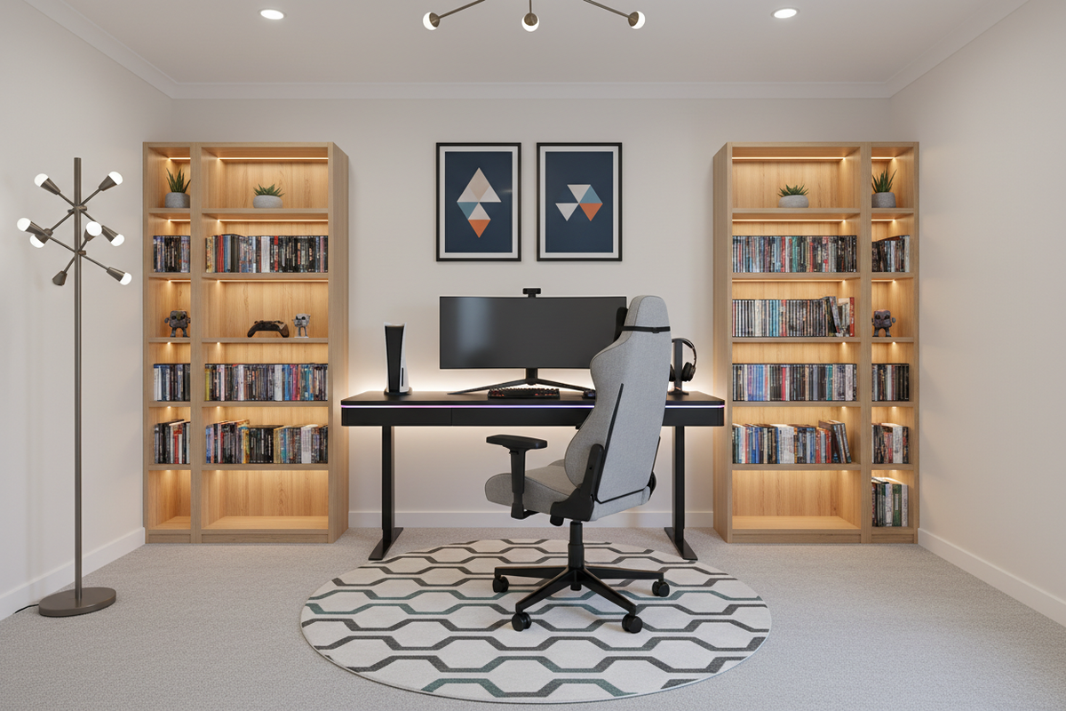 1800 x 800 image of proessional and looking standard game room and clean 