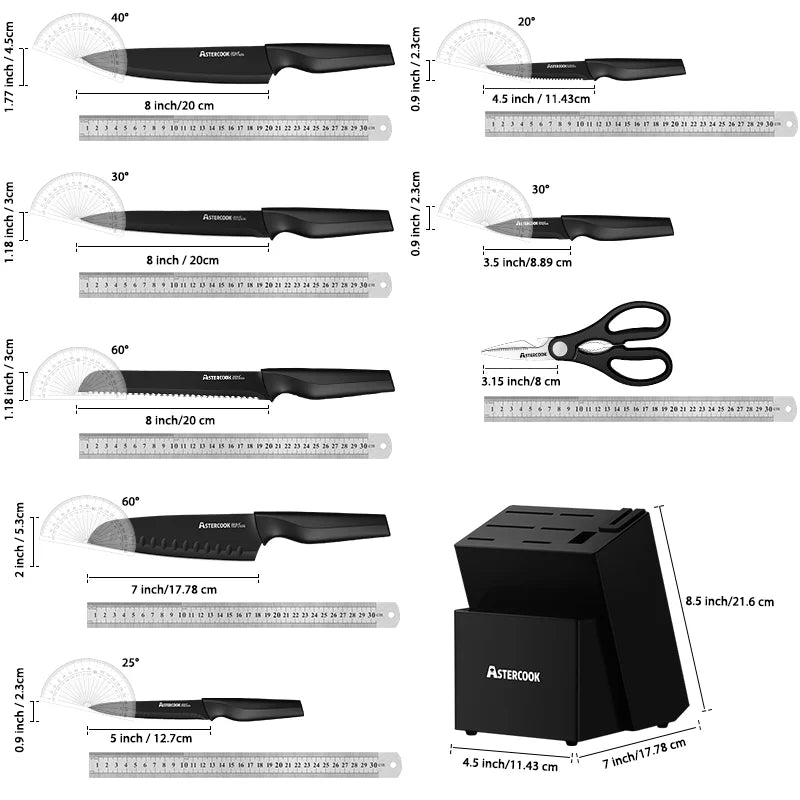 Kitchen Knife Set with Sharpener