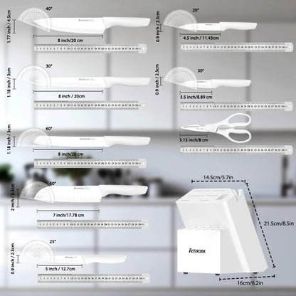 Knife Set with Sharpener Block