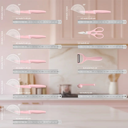 Knife Set with Sharpener Block