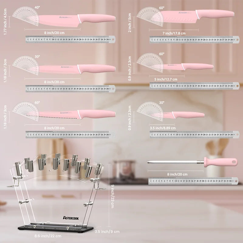 Knife Set with Sharpener Block