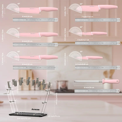 Knife Set with Sharpener Block