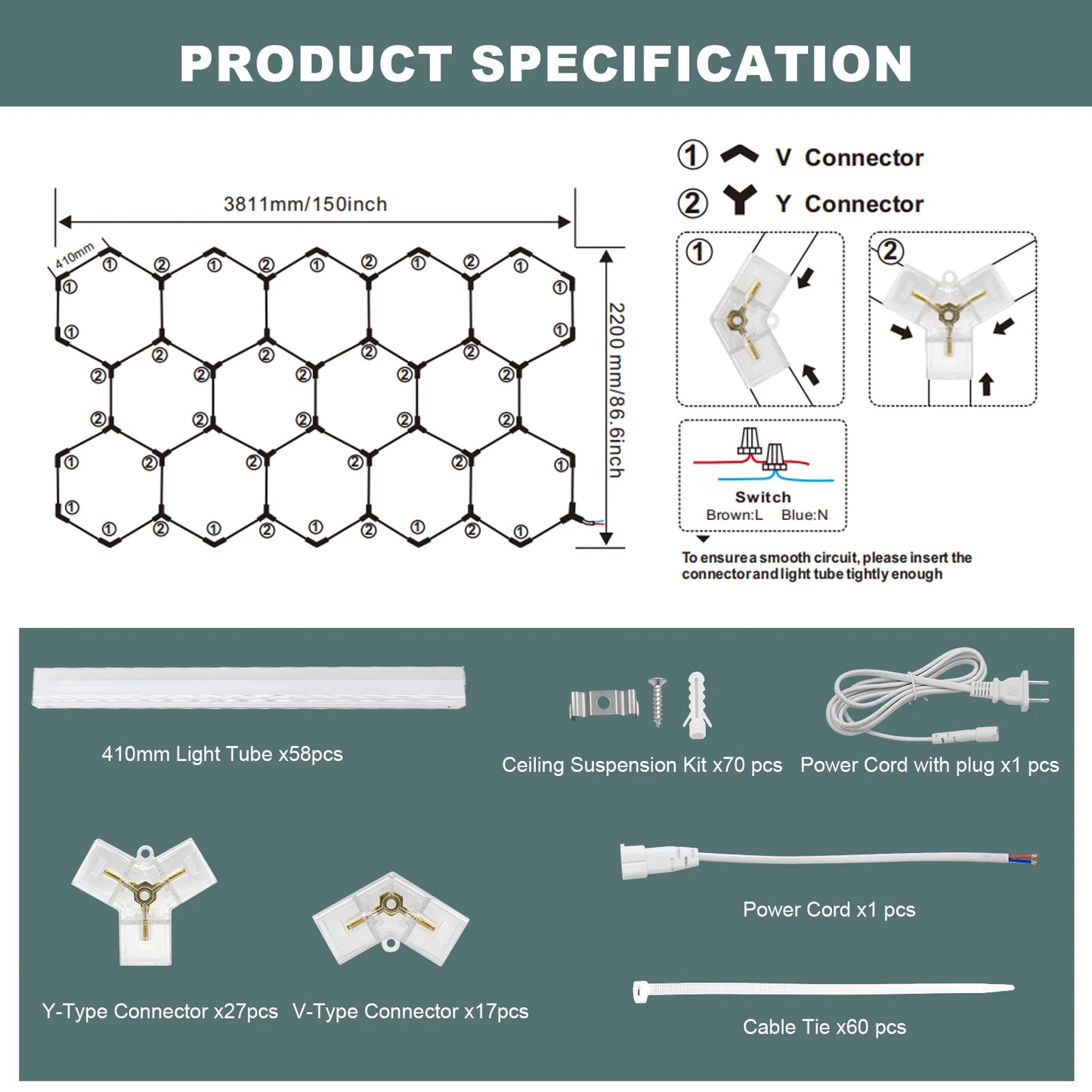 Hexagon LED Lights for Wall Decor and Room Lighting