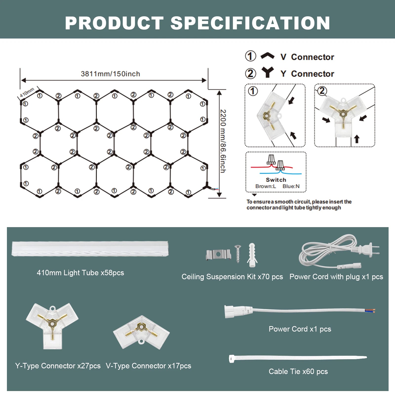 Hexagon LED Lights for Wall Decor and Room Lighting