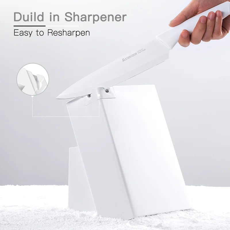Knife Set with Sharpener Block