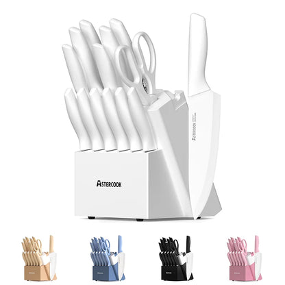 Knife Set with Sharpener Block
