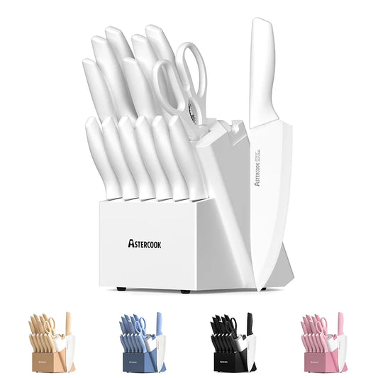 Knife Set with Sharpener Block