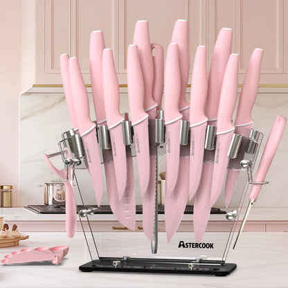 Knife Set with Sharpener Block