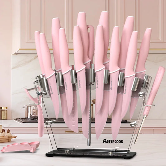 Knife Set with Sharpener Block