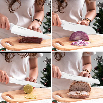 Knife Set with Sharpener Block