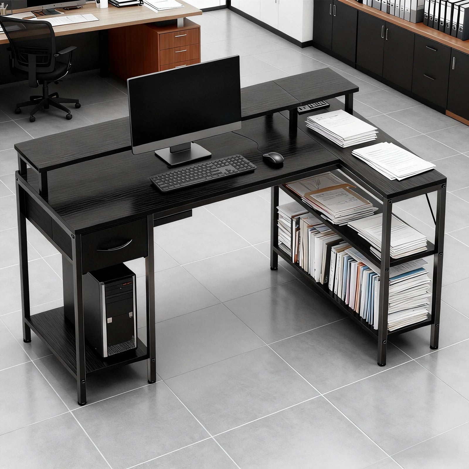 L shaped gaming desk with USB 