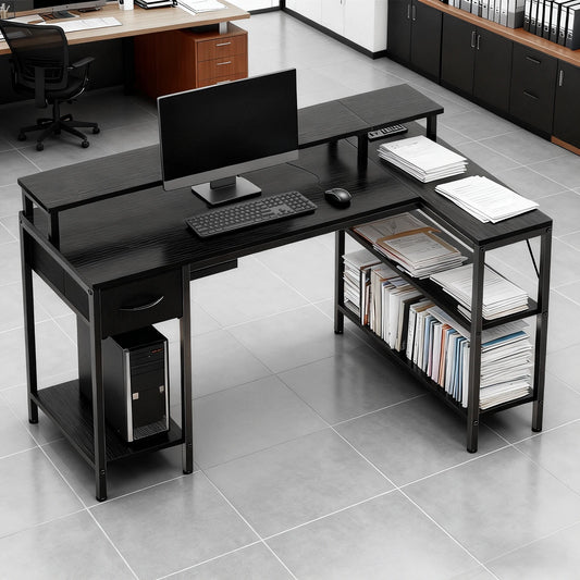 L shaped gaming desk with USB 