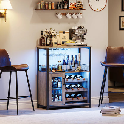 Wine Bar Cabinet with LED Lights