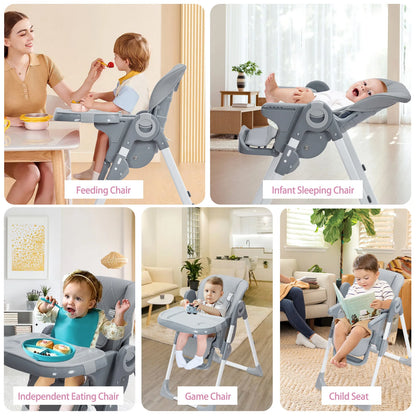 Adjustable Baby High Chair with Tray for Feeding Time