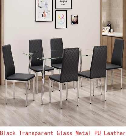 Dining Table with Tempered Glass Top