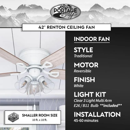 52" Ceiling Fan/Reversible Motor