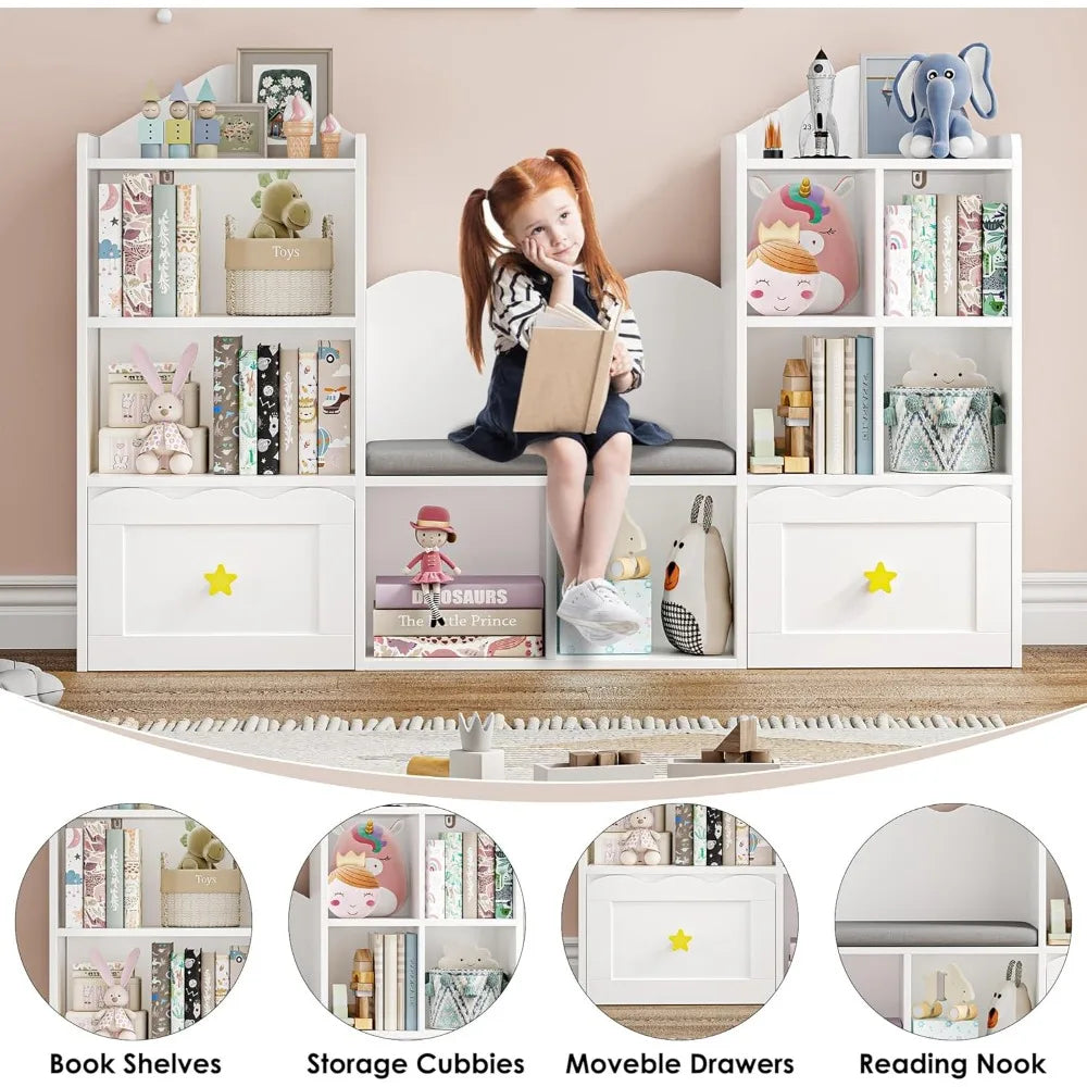 Kids Bookshelf with Reading Nook