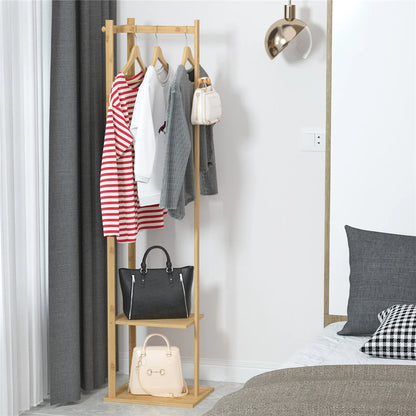 Entryway Corner Bamboo Clothing Rack