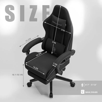 Gaming Chair with Headrest, Footrest
