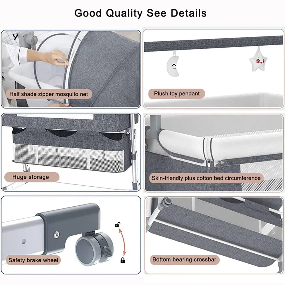 Rocking Baby Bassinet with Gentle Motion for Newborns
